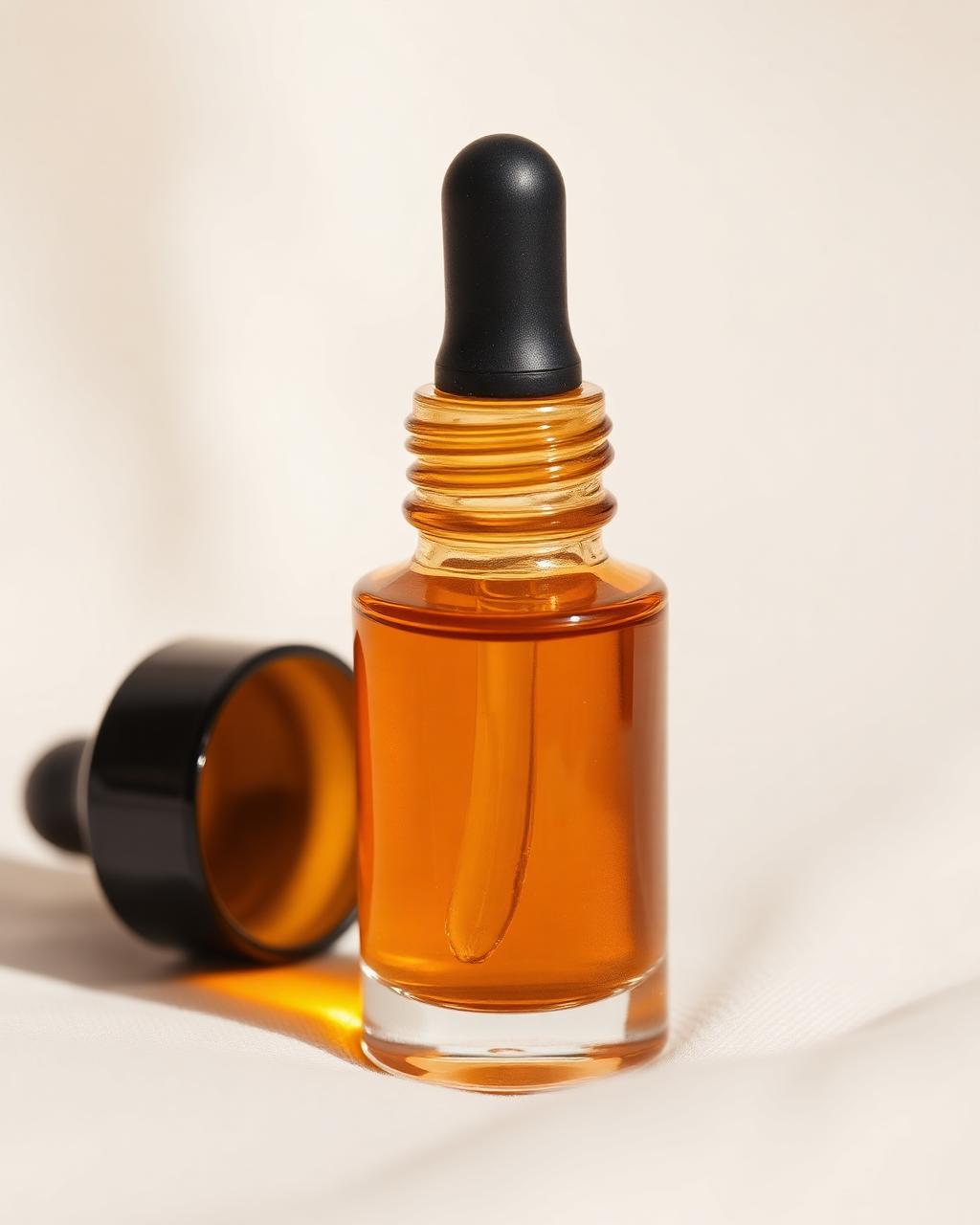 Amber glass dropper bottle, prestige cosmetic packaging